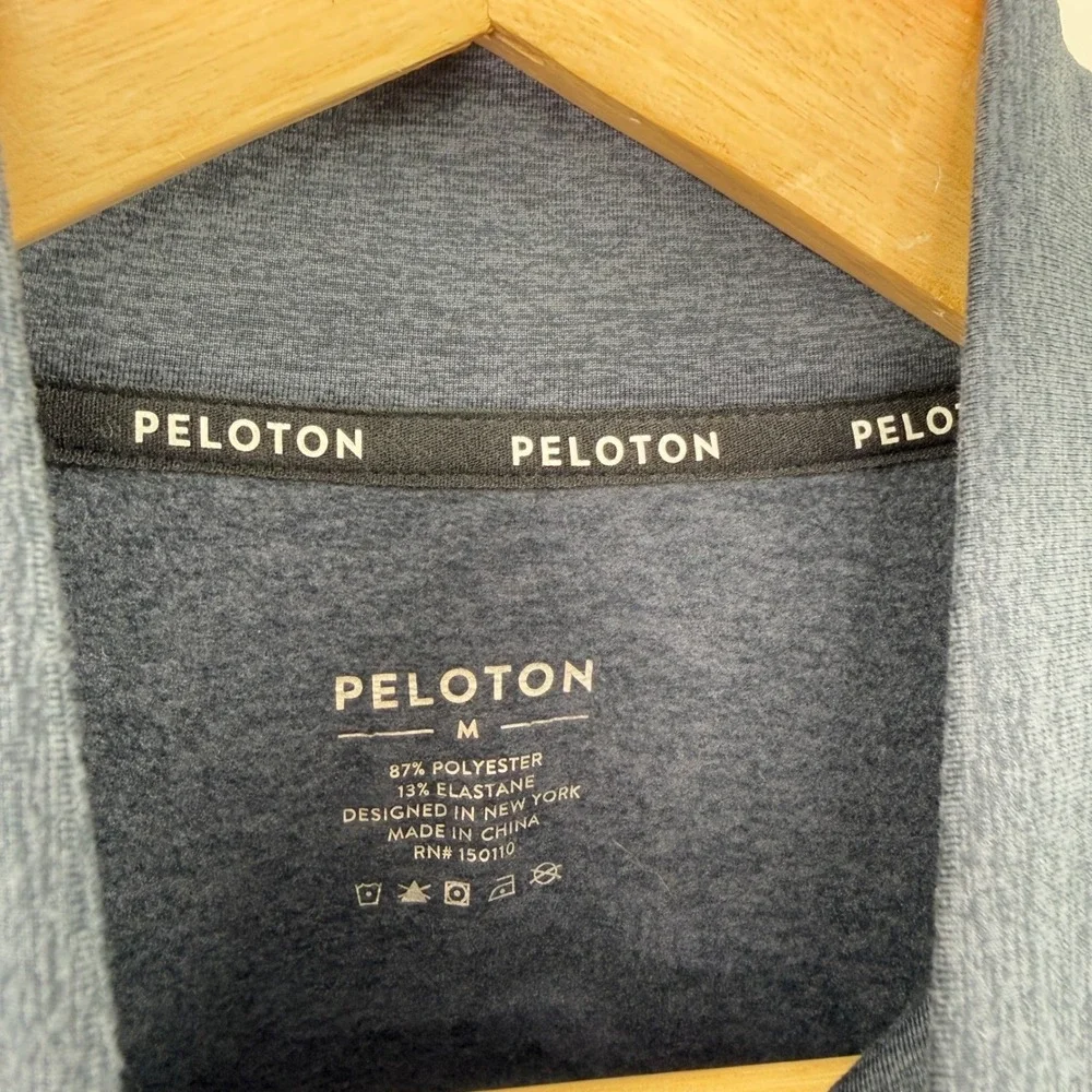 Peloton Mens Quarter Zip Pullover Heather Navy Blue Athletic Training Top Size M